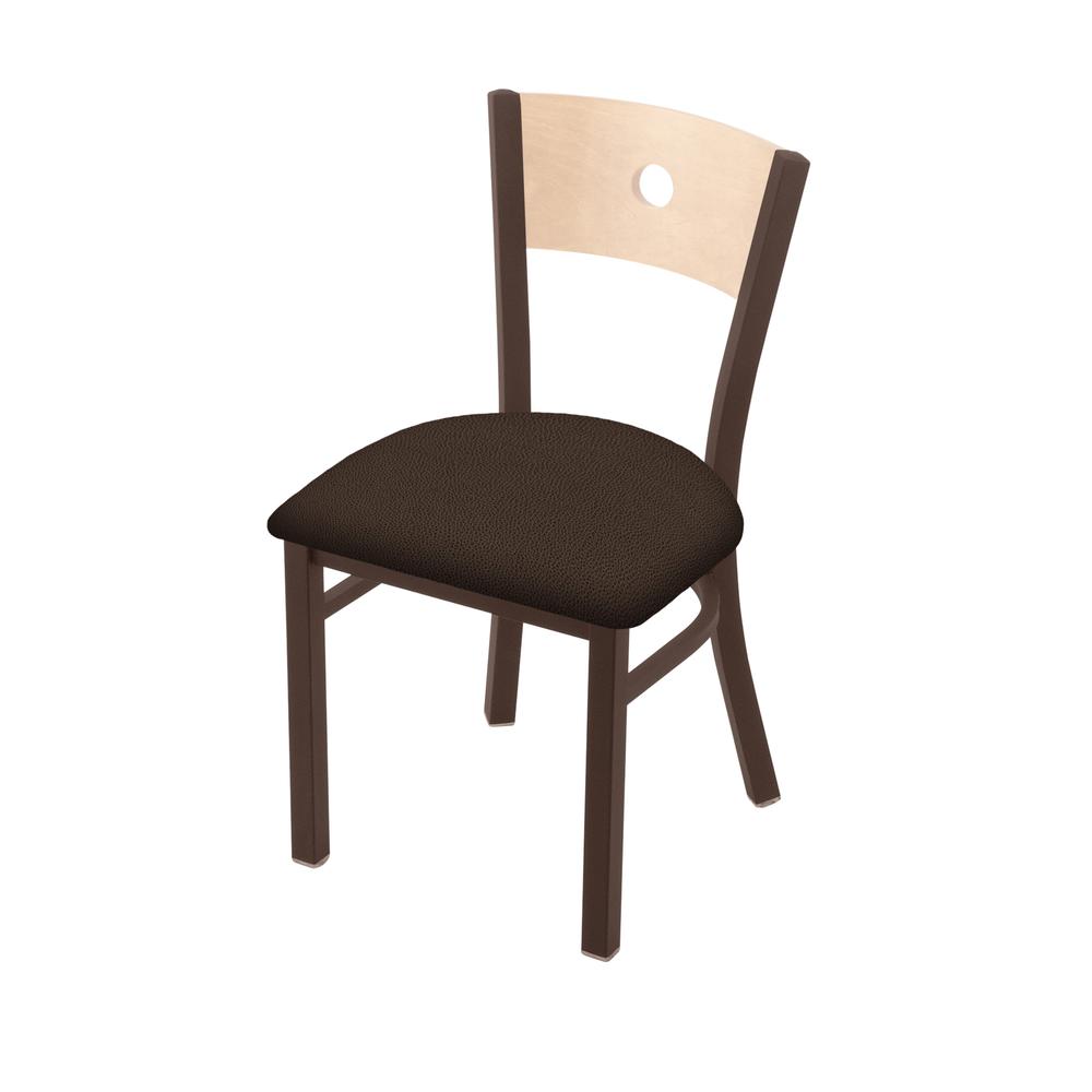 630 Voltaire 18" Chair with Bronze Finish, Natural Back, and Rein Coffee Seat. Picture 1