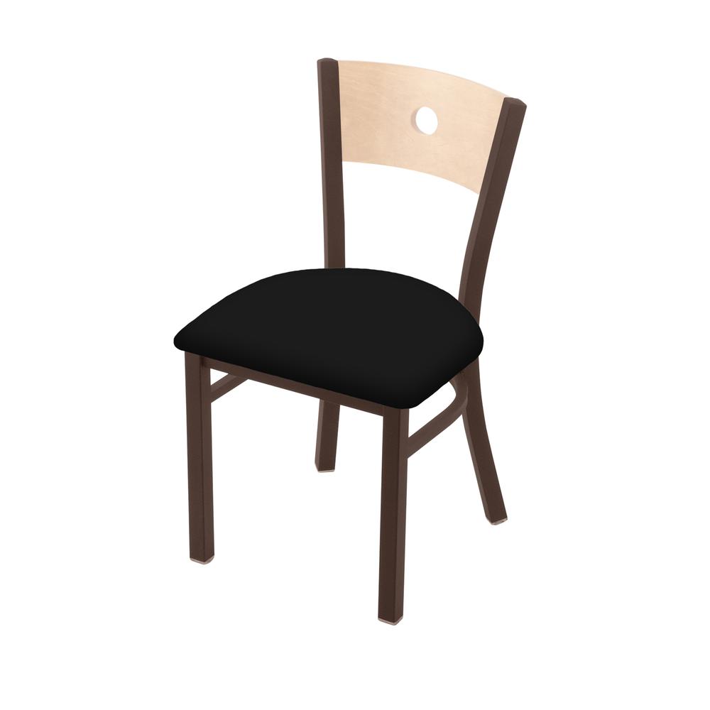 630 Voltaire 18" Chair with Bronze Finish, Natural Back, and Black Vinyl Seat. Picture 1