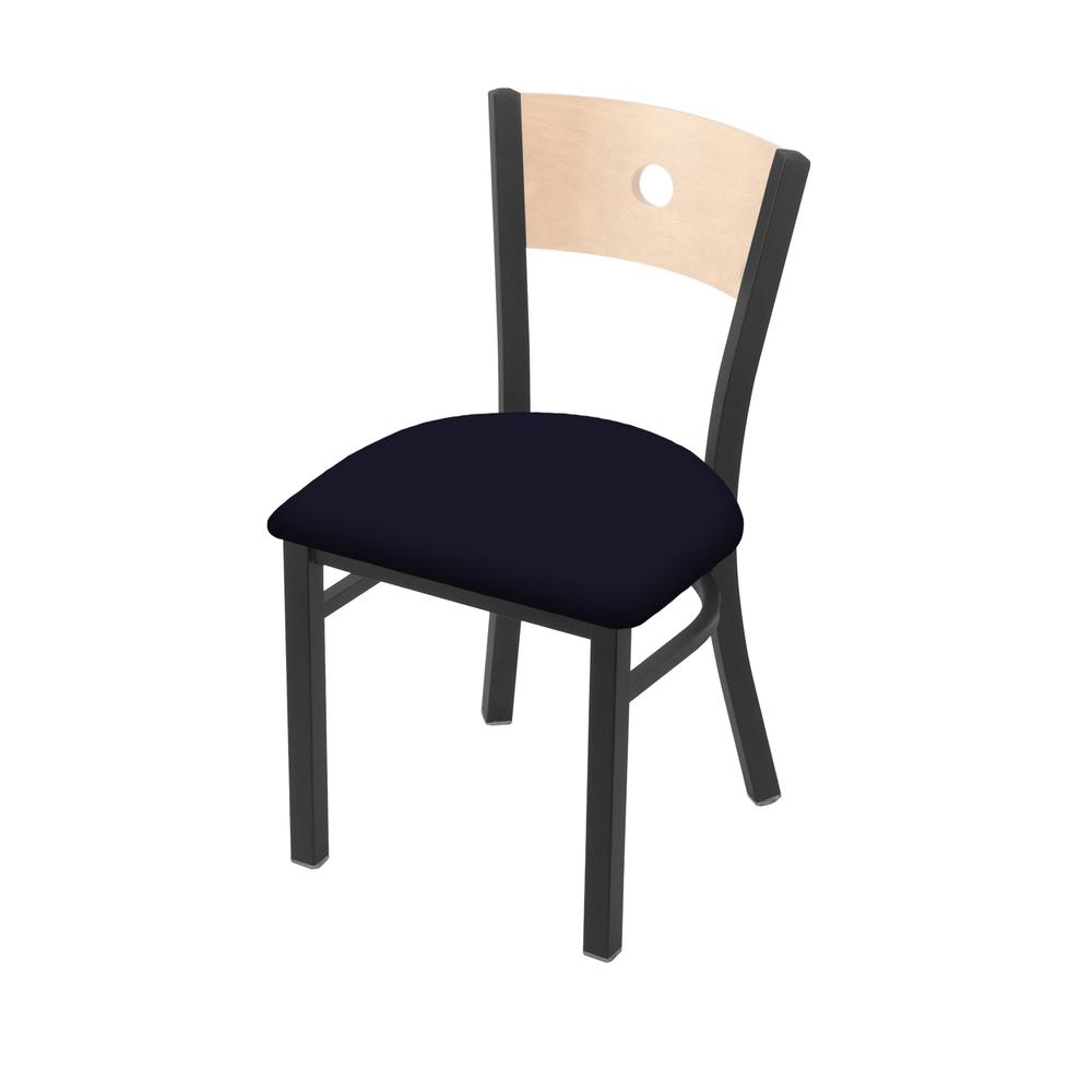 630 Voltaire 18" Chair with Pewter Finish, Natural Back, and Canter Twilight Seat. Picture 1