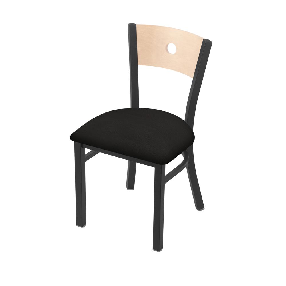 630 Voltaire 18" Chair with Pewter Finish, Natural Back, and Canter Espresso Seat. Picture 1