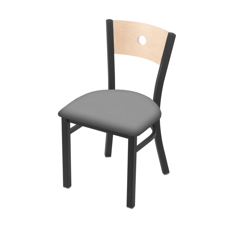 630 Voltaire 18" Chair with Pewter Finish, Natural Back, and Canter Folkstone Grey Seat. Picture 1