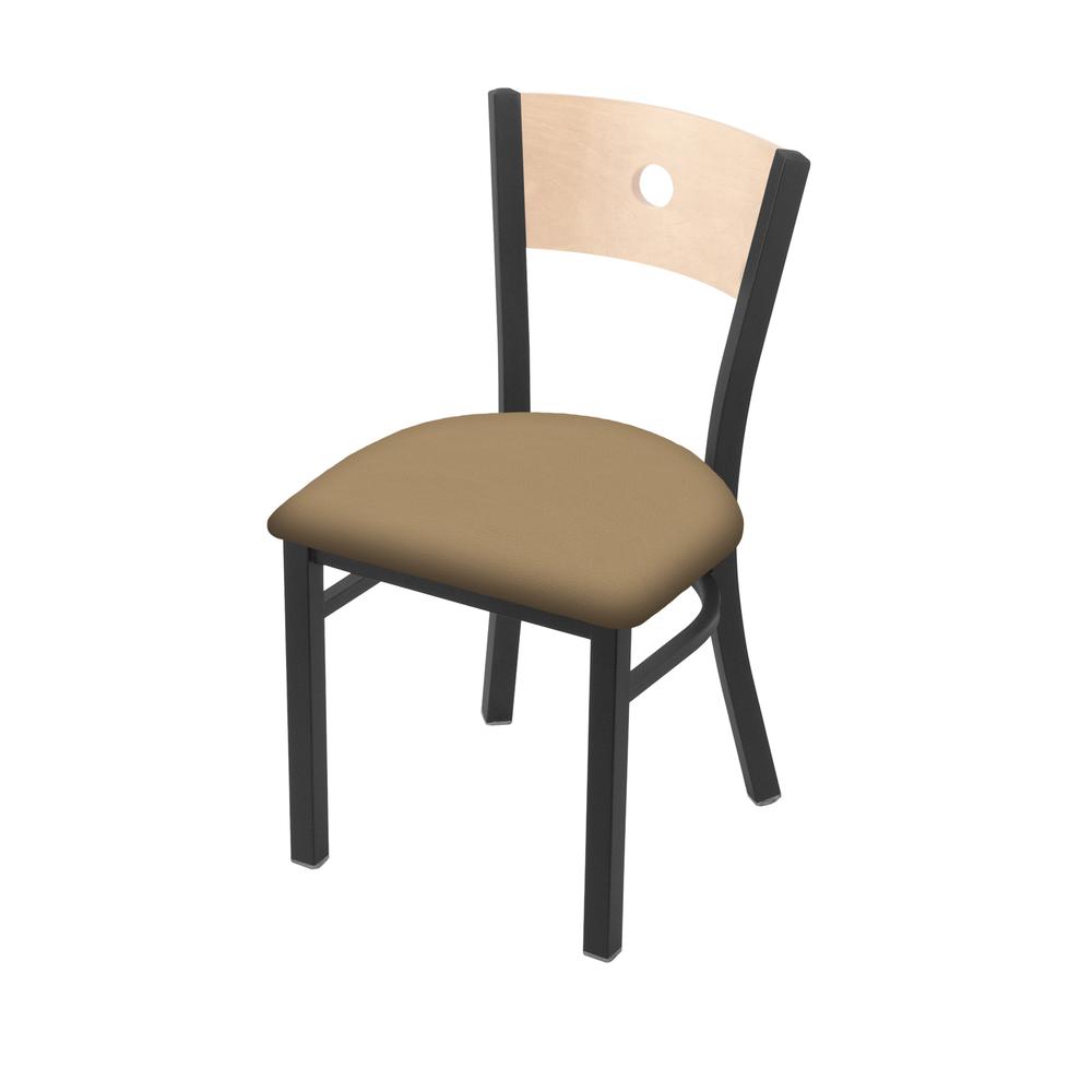 630 Voltaire 18" Chair with Pewter Finish, Natural Back, and Canter Sand Seat. Picture 1