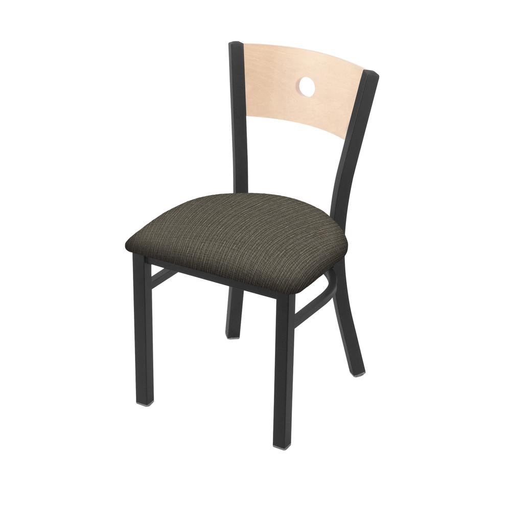 630 Voltaire 18" Chair with Pewter Finish, Natural Back, and Graph Chalice Seat. Picture 1
