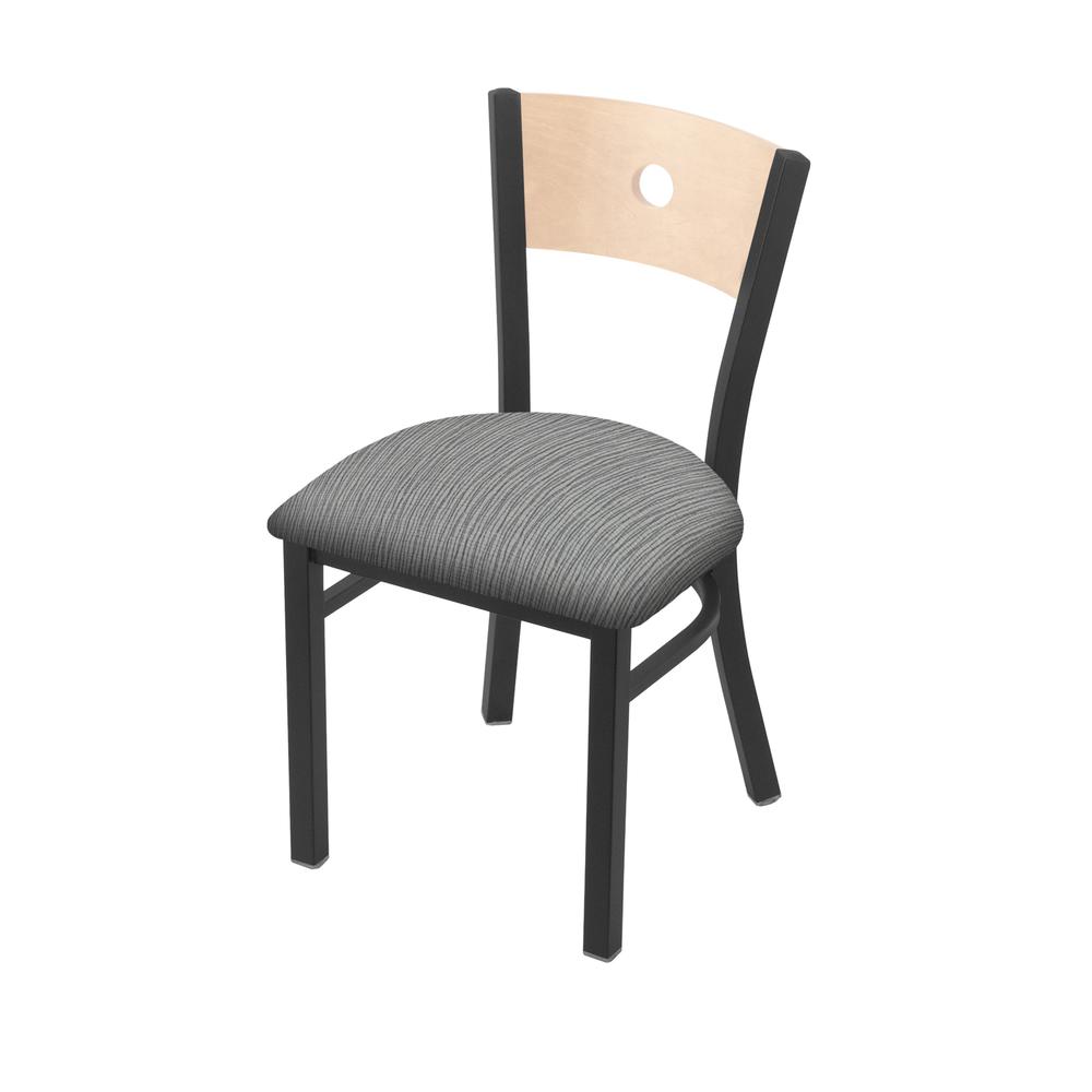 630 Voltaire 18" Chair with Pewter Finish, Natural Back, and Graph Alpine Seat. Picture 1