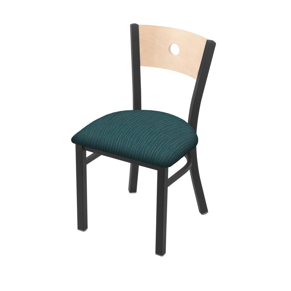 630 Voltaire 18" Chair with Pewter Finish, Natural Back, and Graph Tidal Seat. Picture 1