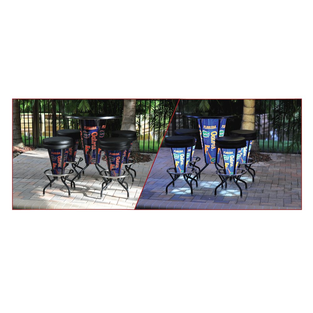 Utah Mammoth 42" Tall - 36" Indoor/Outdoor Black Steel Top Lighted Pub Table. Picture 1