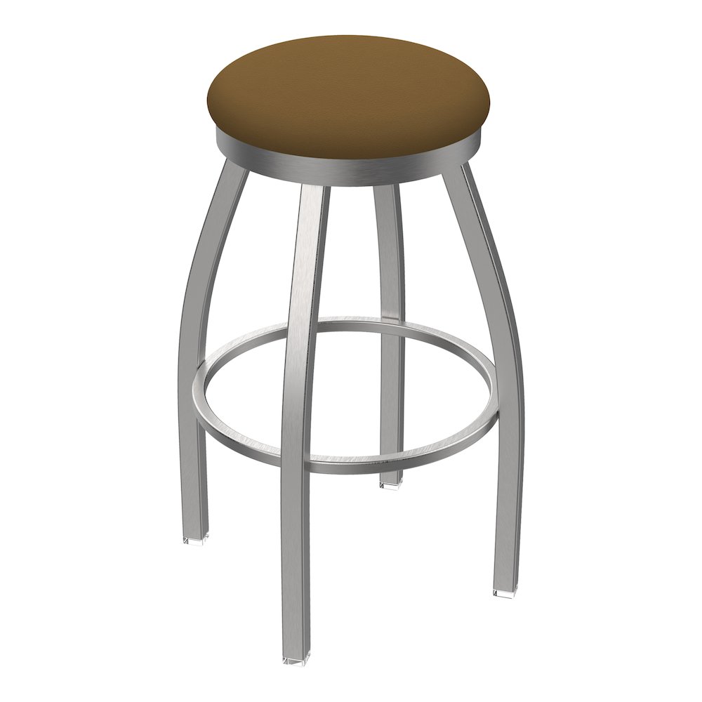 802 Misha Stainless Steel 36" Swivel Bar Stool with Canter Saddle Seat. Picture 1