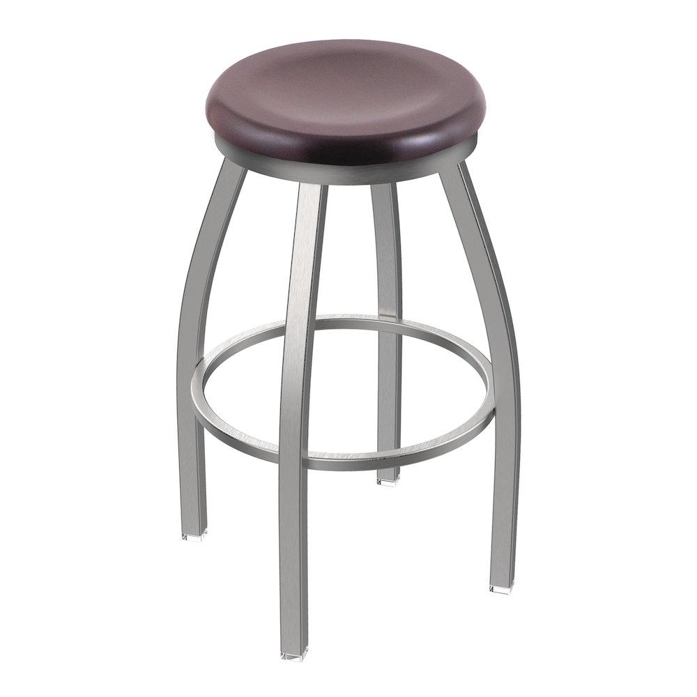 802 Misha Stainless Steel 25" Swivel Counter Stool with Dark Cherry Maple Seat. Picture 1