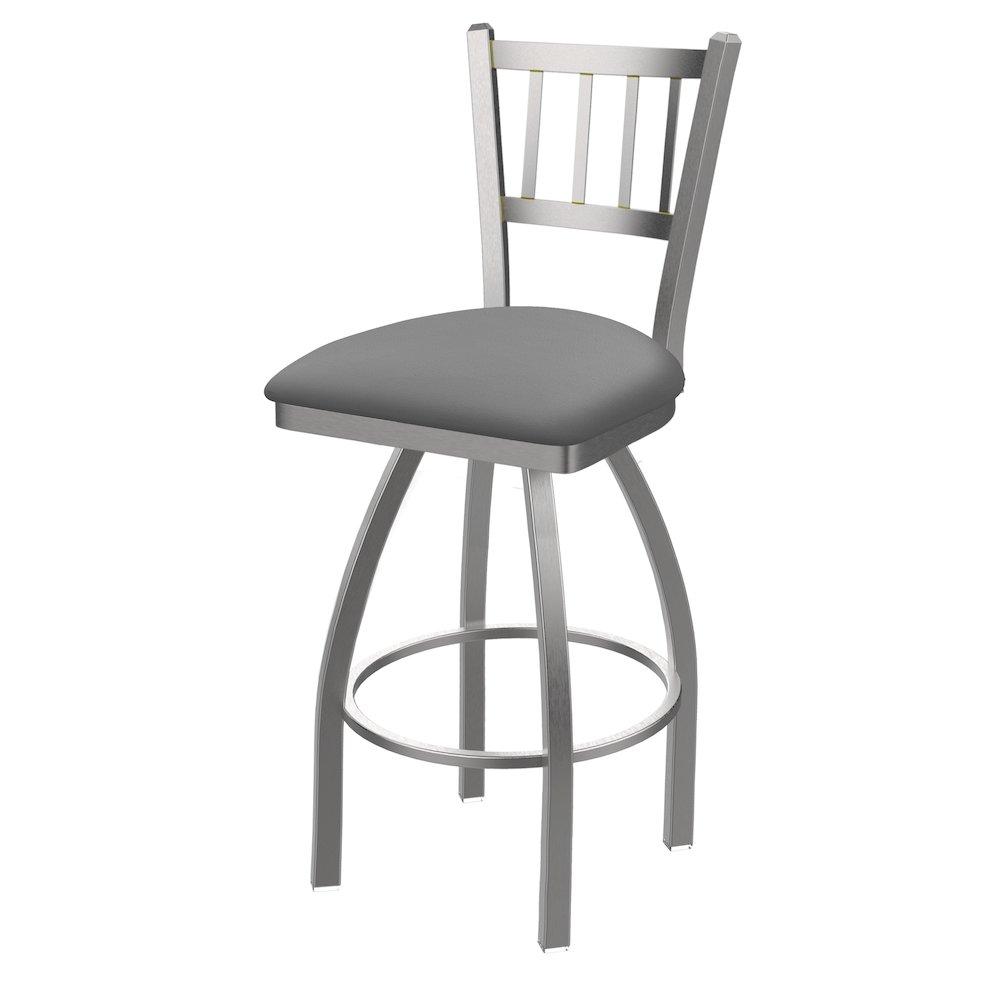 810 Contessa Stainless Steel 36" Swivel Bar Stool, Canter Folkstone Grey Seat. Picture 1