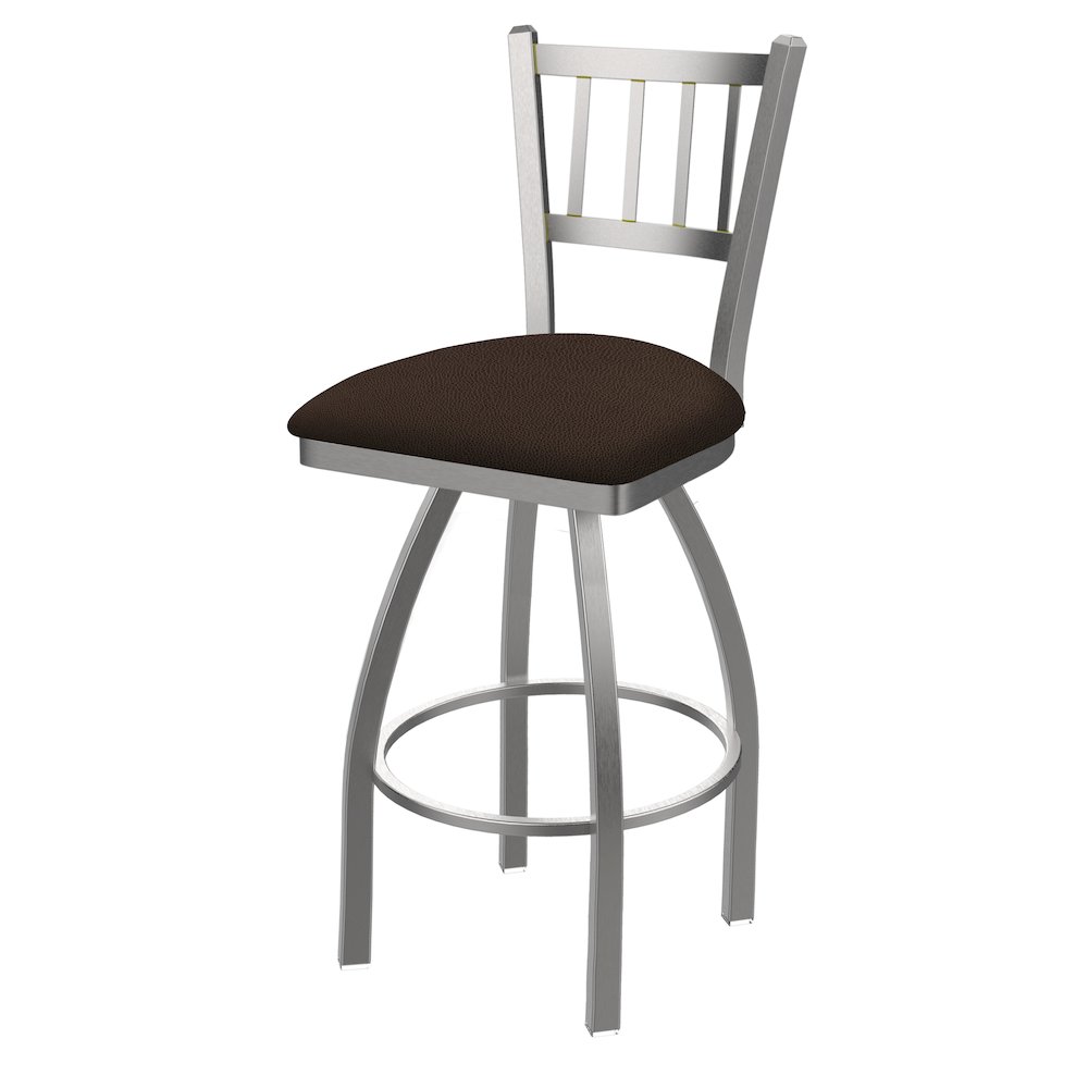 810 Contessa Stainless Steel 36" Swivel Bar Stool with Rein Coffee Seat. Picture 1