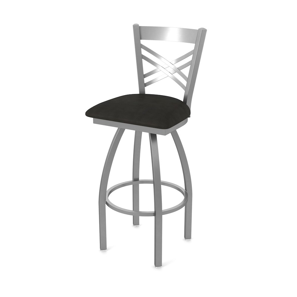 820 Catalina Stainless Steel 36" Swivel Bar Stool with Canter Espresso Seat. Picture 1