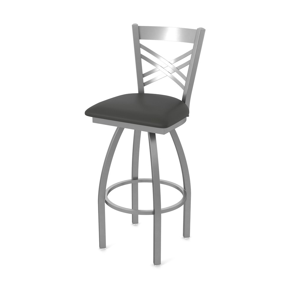 820 Catalina Stainless Steel 36" Swivel Bar Stool with Canter Iron Seat. Picture 1