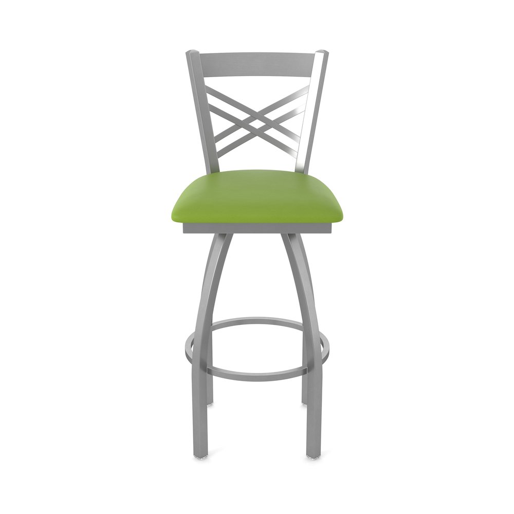 820 Catalina Stainless Steel 36" Swivel Bar Stool with Canter Kiwi Green Seat. Picture 5