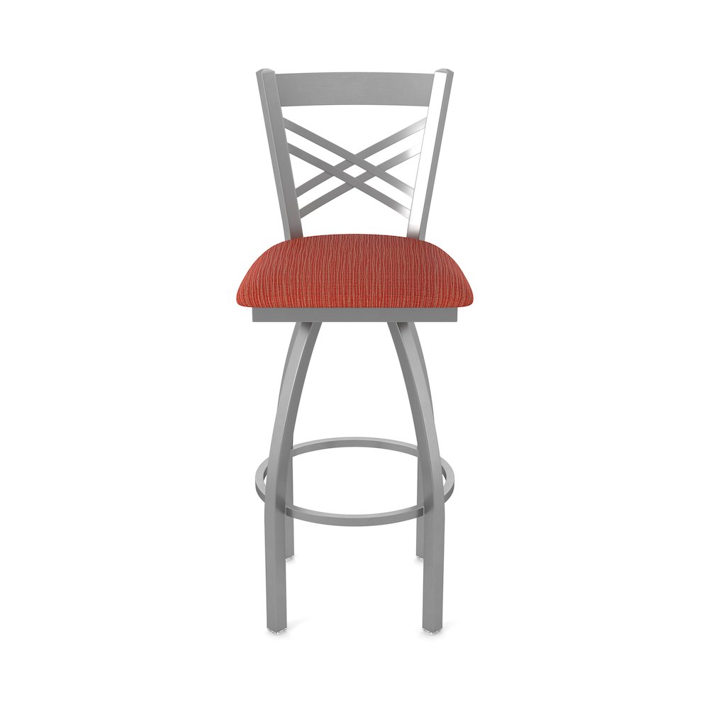 820 Catalina Stainless Steel 36" Swivel Bar Stool with Graph Poppy Seat. Picture 5