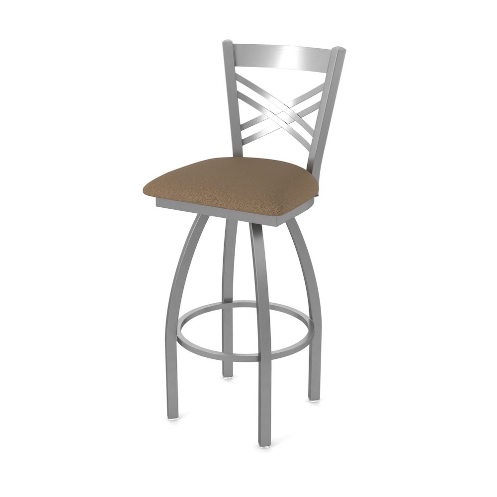 820 Catalina Stainless Steel 36" Swivel Bar Stool with Rein Thatch Seat. Picture 1