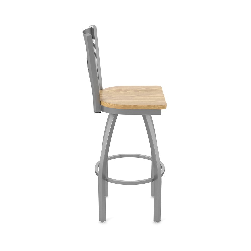 820 Catalina Stainless Steel 25" Swivel Counter Stool with Natural Oak Seat. Picture 4