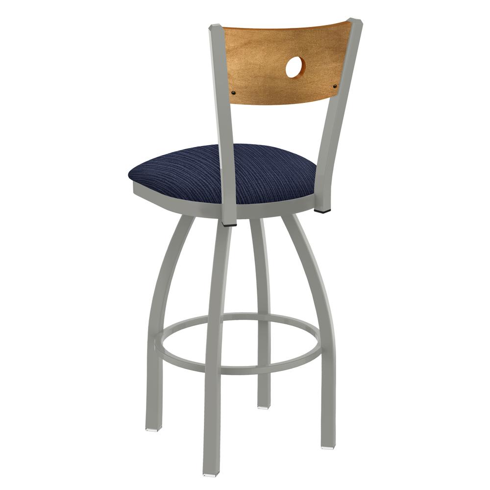 830 Voltaire 36" Swivel Counter Stool with Anodized Nickel Finish, Medium Back, and Graph Anchor Seat. Picture 2