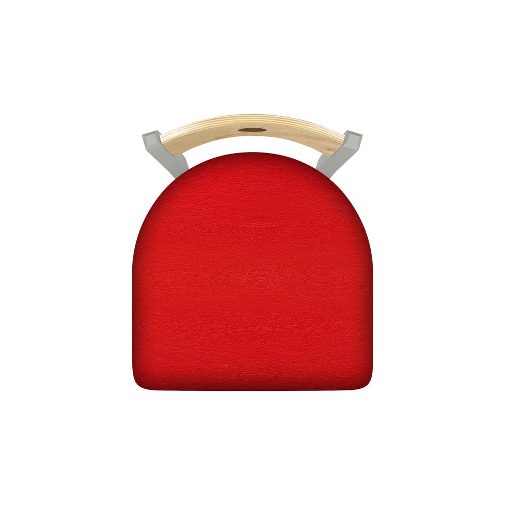 830 Voltaire 36" Swivel Counter Stool with Anodized Nickel Finish, Natural Back, and Canter Red Seat. Picture 3
