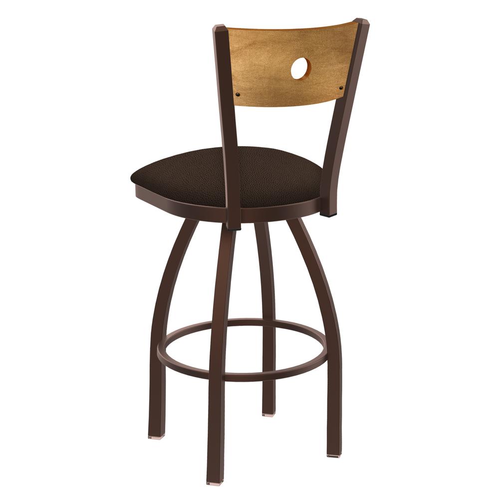 830 Voltaire 36" Swivel Counter Stool with Bronze Finish, Medium Back, and Rein Coffee Seat. Picture 2