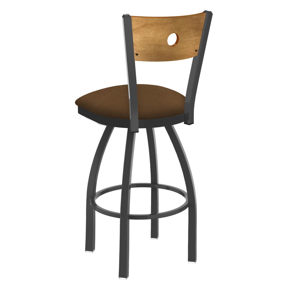 830 Voltaire 25" Swivel Counter Stool with Pewter Finish, Medium Back, and Rein Thatch Seat. Picture 2