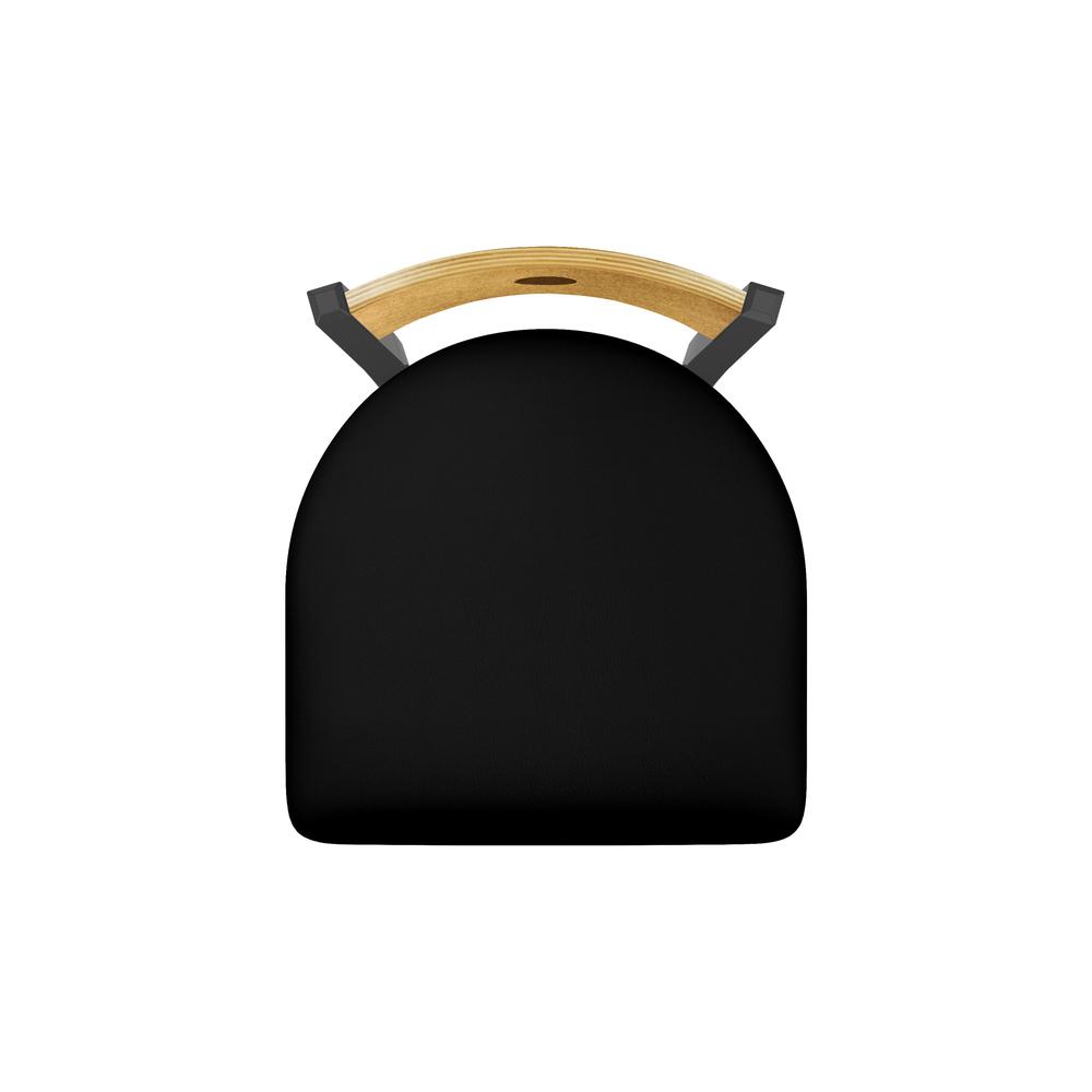 830 Voltaire 25" Swivel Counter Stool with Pewter Finish, Medium Back, and Black Vinyl Seat. Picture 3