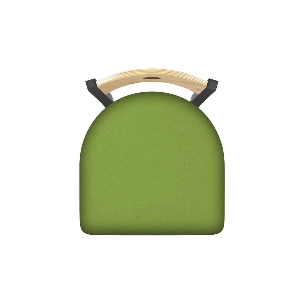 830 Voltaire 25" Swivel Counter Stool with Pewter Finish, Natural Back, and Canter Kiwi Green Seat. Picture 3