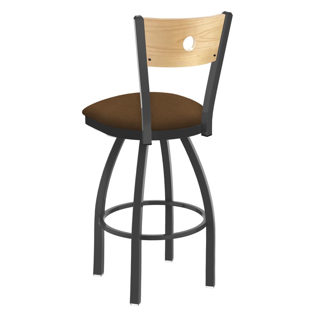 830 Voltaire 25" Swivel Counter Stool with Pewter Finish, Natural Back, and Rein Thatch Seat. Picture 2
