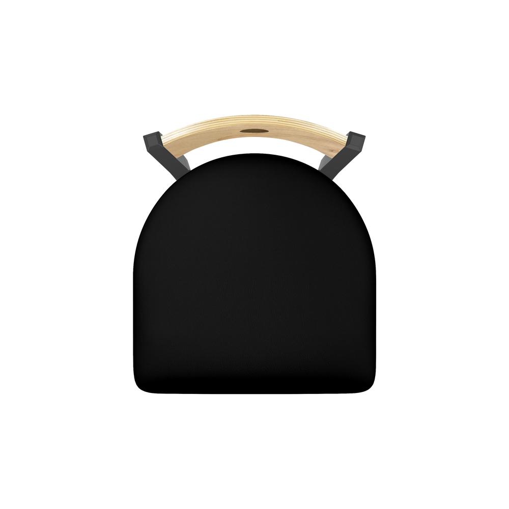 830 Voltaire 25" Swivel Counter Stool with Pewter Finish, Natural Back, and Black Vinyl Seat. Picture 3