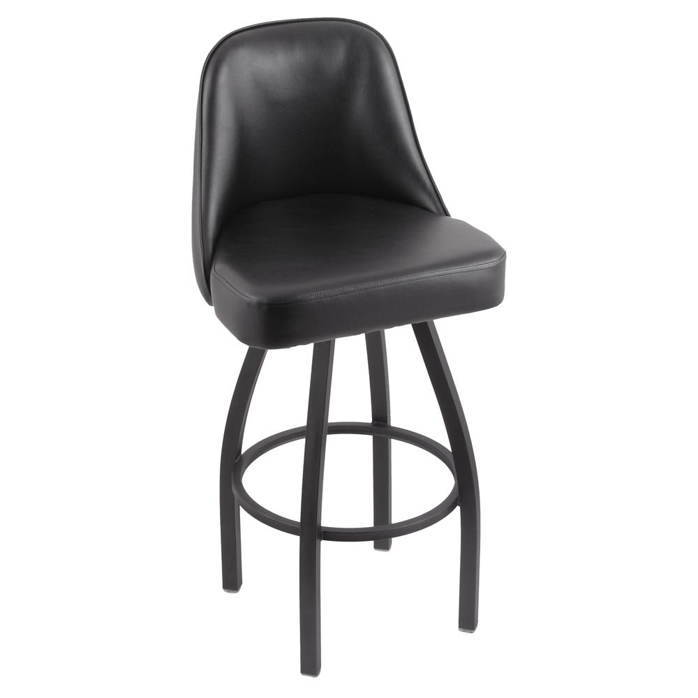 840 Grizzly 30" Swivel Bar Stool with Pewter Finish and Black Vinyl Seat. Picture 1