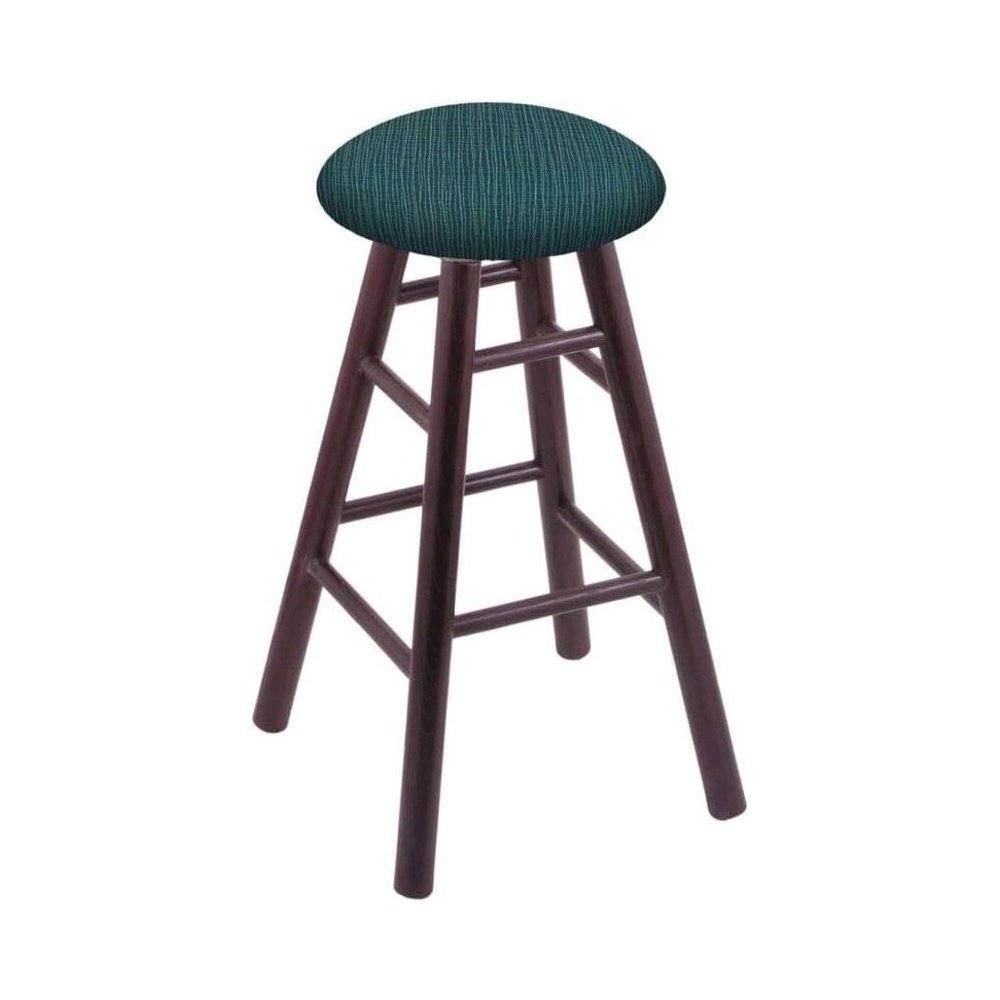 Oak Round Cushion 24" Swivel Counter Stool with Smooth Legs, Dark Cherry Finish, and Graph Tidal Seat. Picture 1