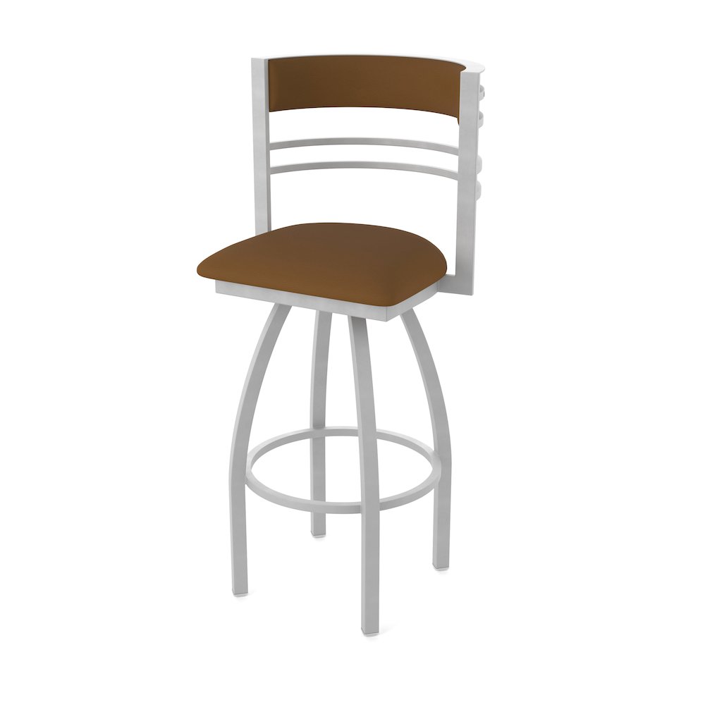 Swivel Counter Stool with Anodized Nickel Finish and Canter Thatch Seat and Back. Picture 1