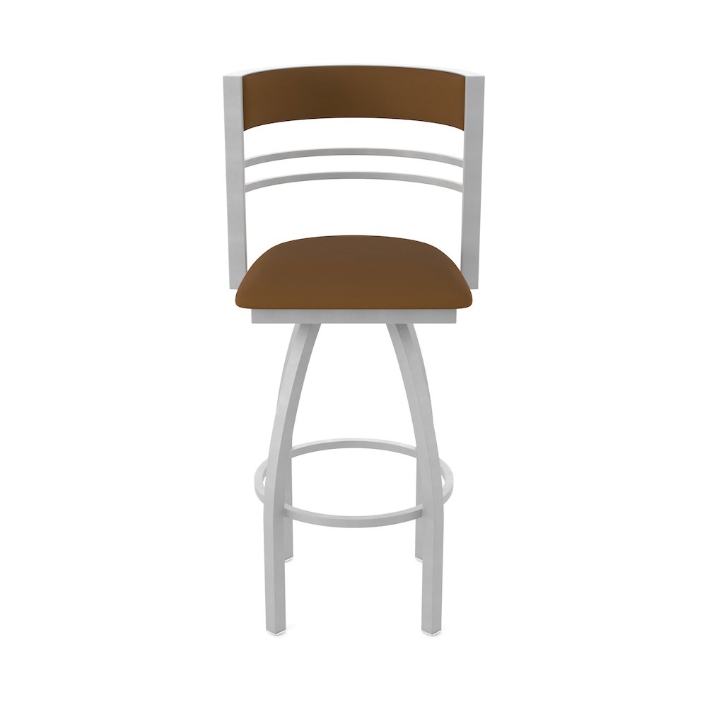 Swivel Counter Stool with Anodized Nickel Finish and Canter Thatch Seat and Back. Picture 5