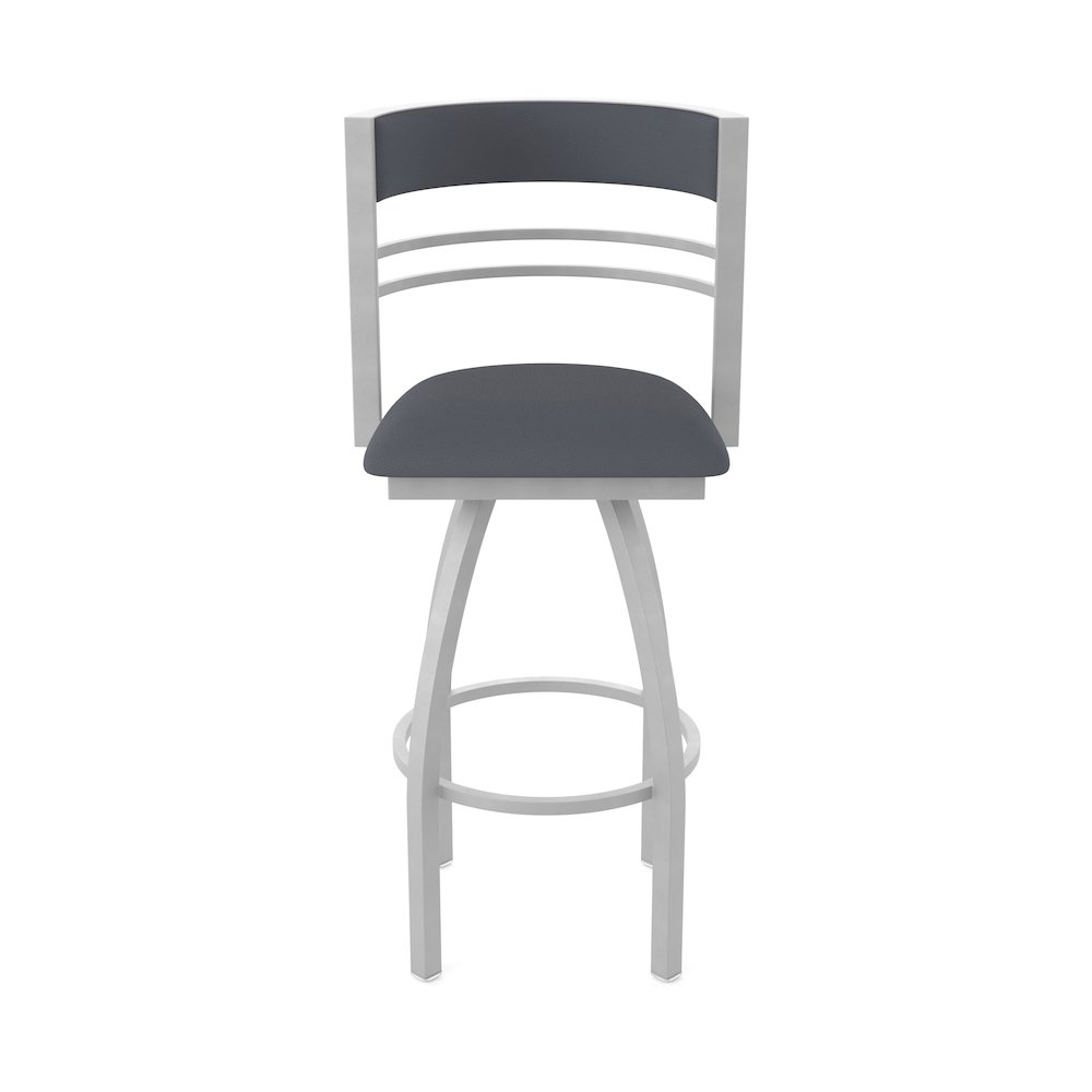 Swivel Counter Stool with Anodized Nickel Finish and Canter Storm Seat and Back. Picture 5