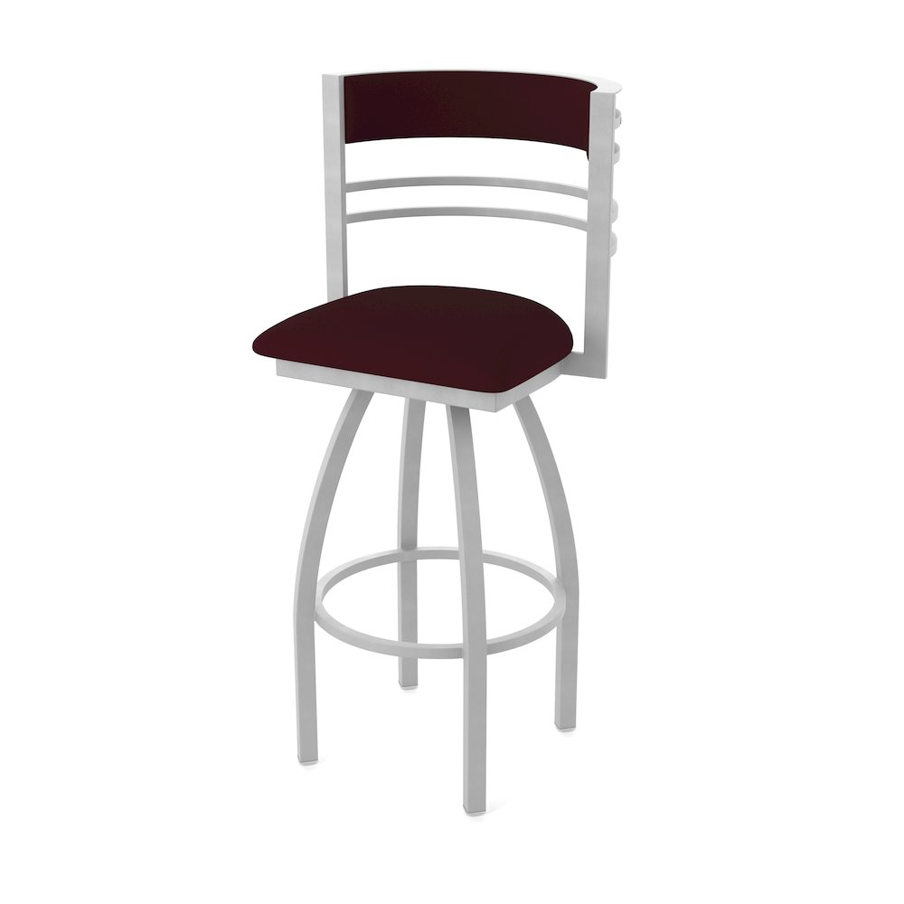 Swivel Counter Stool with Anodized Nickel Finish and Canter Bordeaux Seat. Picture 1