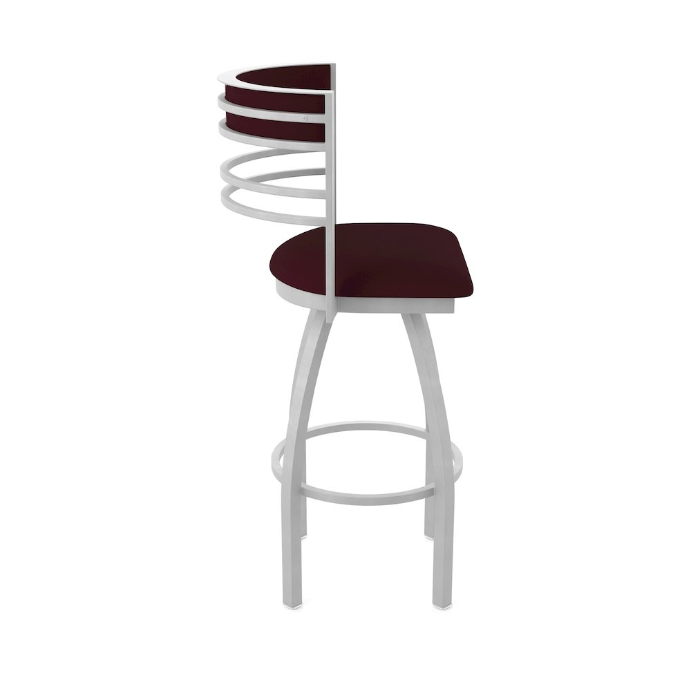 Swivel Counter Stool with Anodized Nickel Finish and Canter Bordeaux Seat. Picture 4