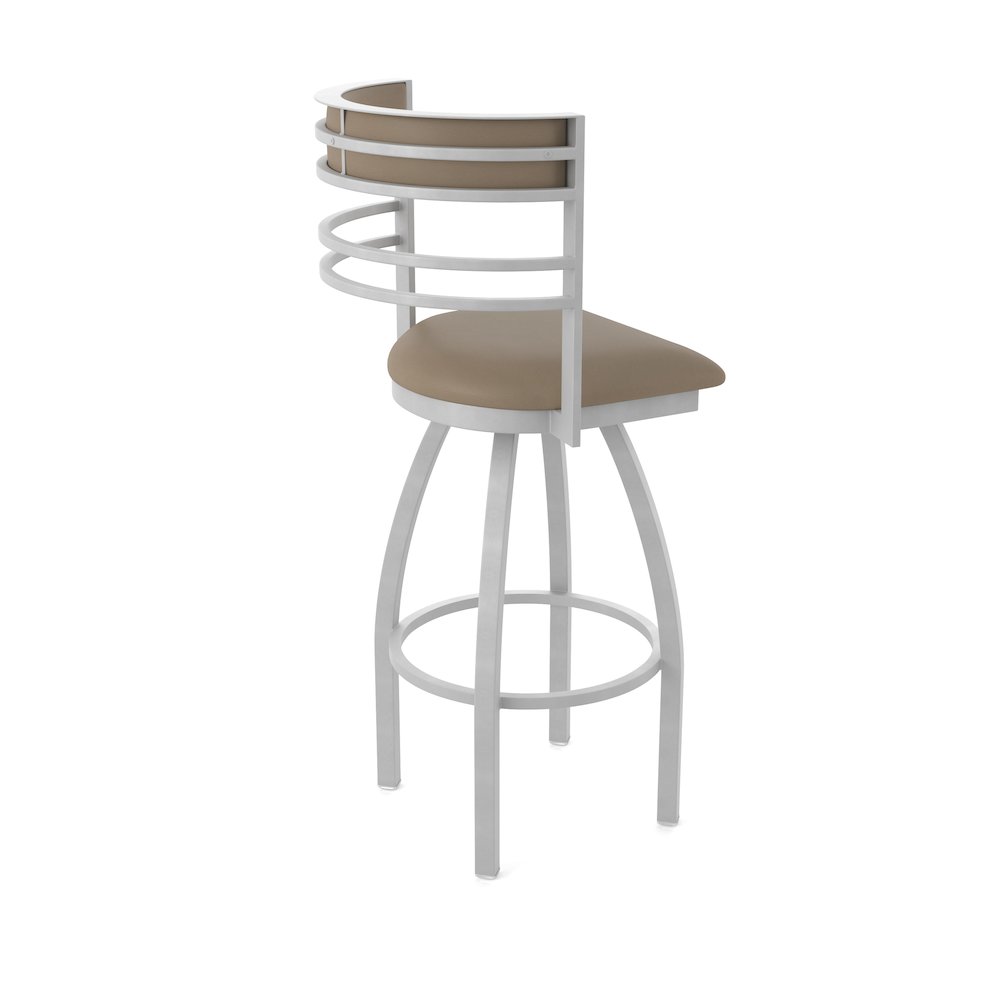 Swivel Counter Stool with Anodized Nickel Finish and Canter Earth Seat and Back. Picture 2