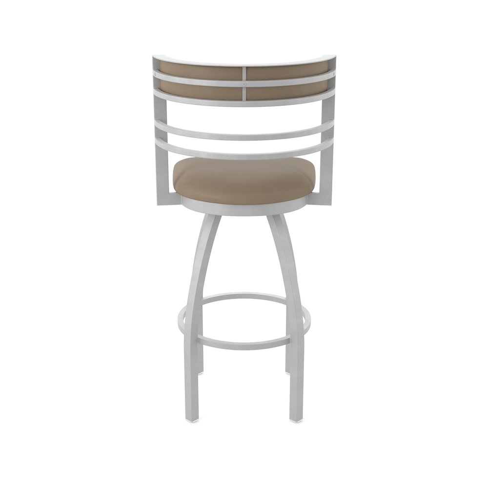 Swivel Counter Stool with Anodized Nickel Finish and Canter Earth Seat and Back. Picture 6