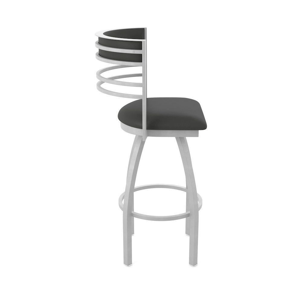 Swivel Counter Stool with Anodized Nickel Finish and Canter Iron Seat and Back. Picture 4