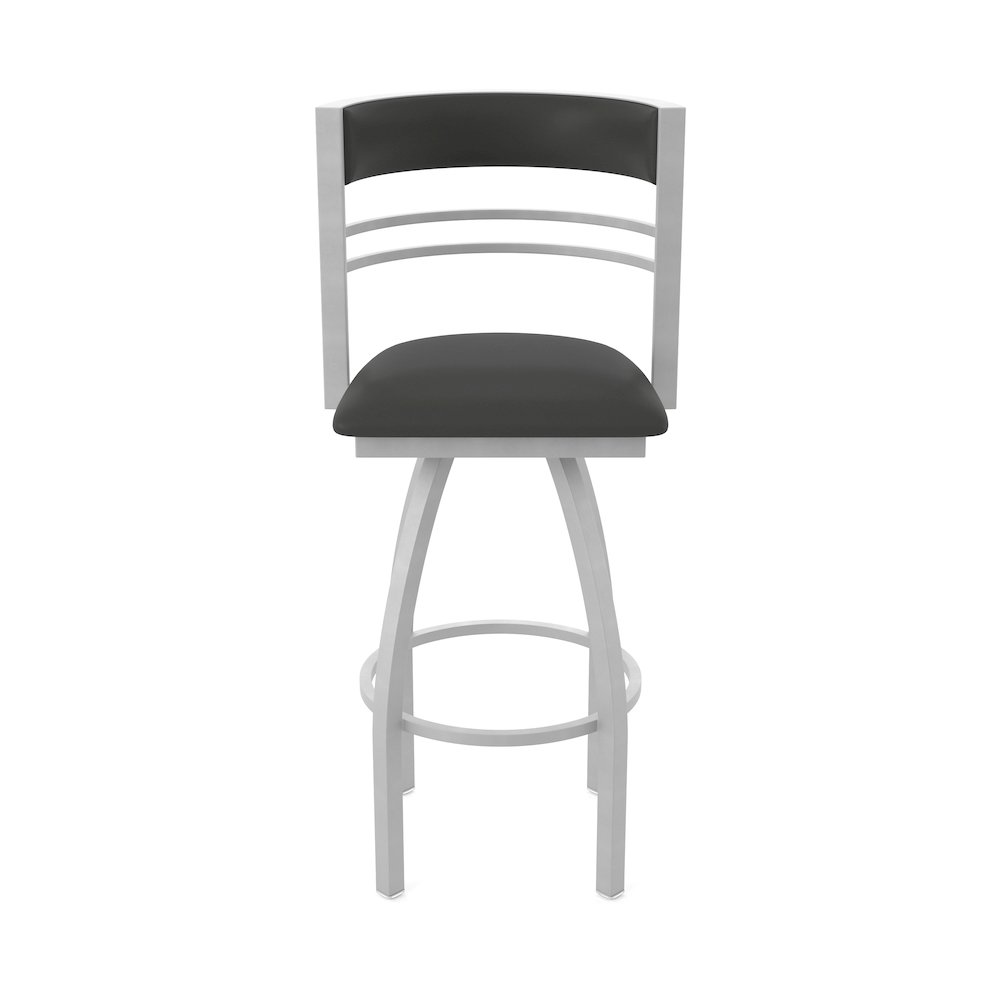 Swivel Counter Stool with Anodized Nickel Finish and Canter Iron Seat and Back. Picture 5