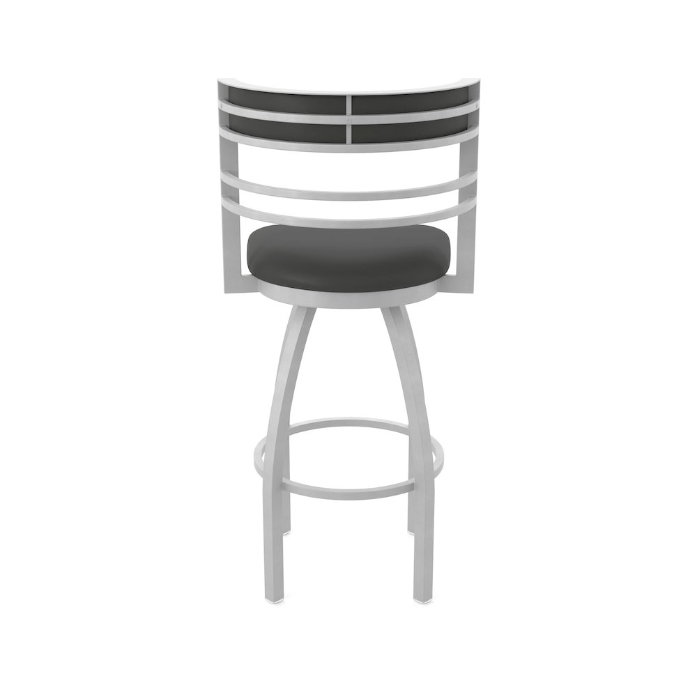Swivel Counter Stool with Anodized Nickel Finish and Canter Iron Seat and Back. Picture 6