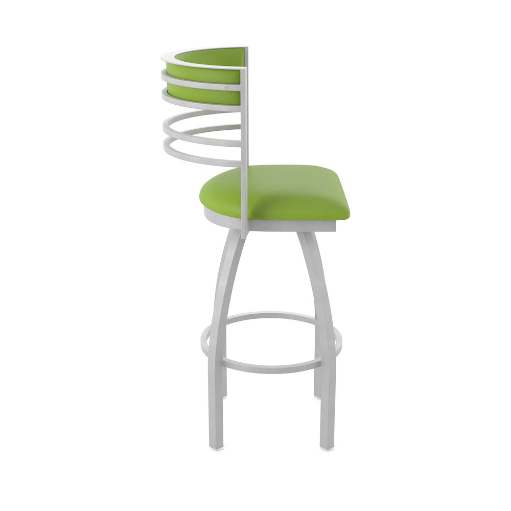 Swivel Counter Stool with Anodized Nickel Finish and Canter Kiwi Green Seat. Picture 4
