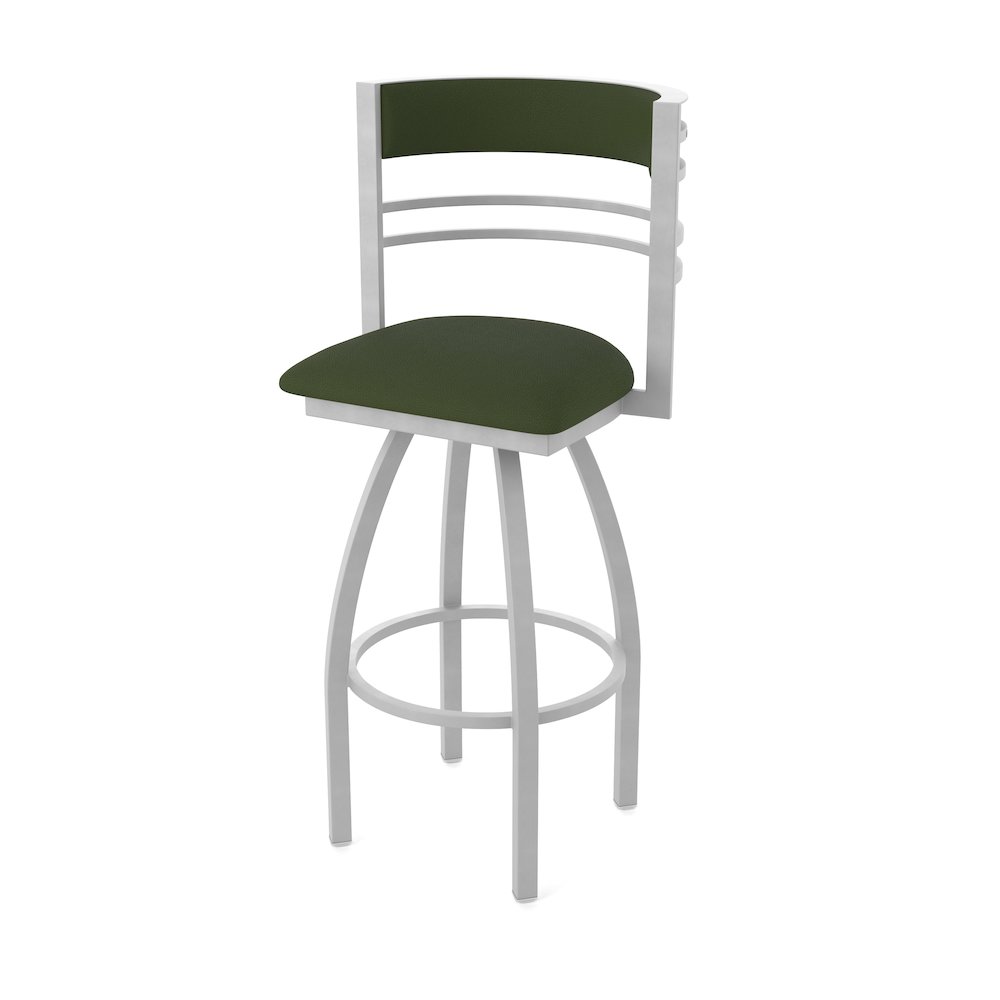 Swivel Counter Stool with Anodized Nickel Finish and Canter Pine Seat and Back. Picture 1