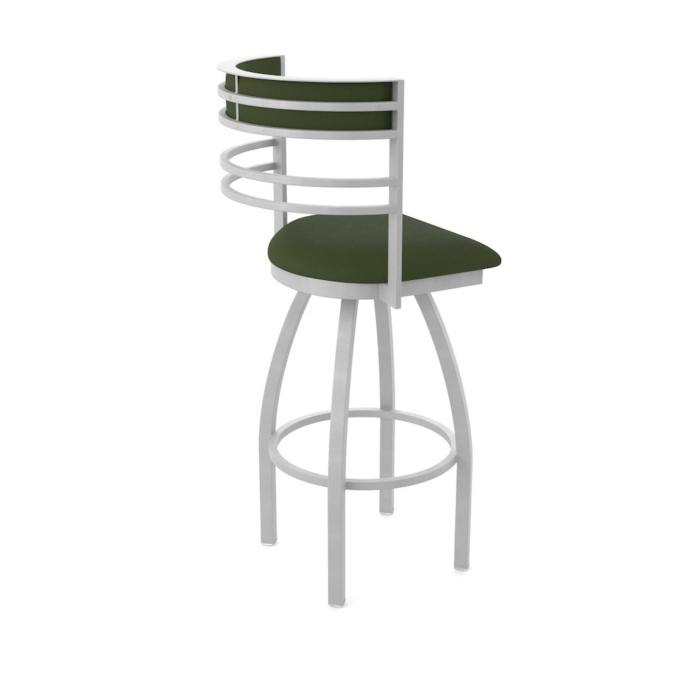 Swivel Counter Stool with Anodized Nickel Finish and Canter Pine Seat and Back. Picture 2