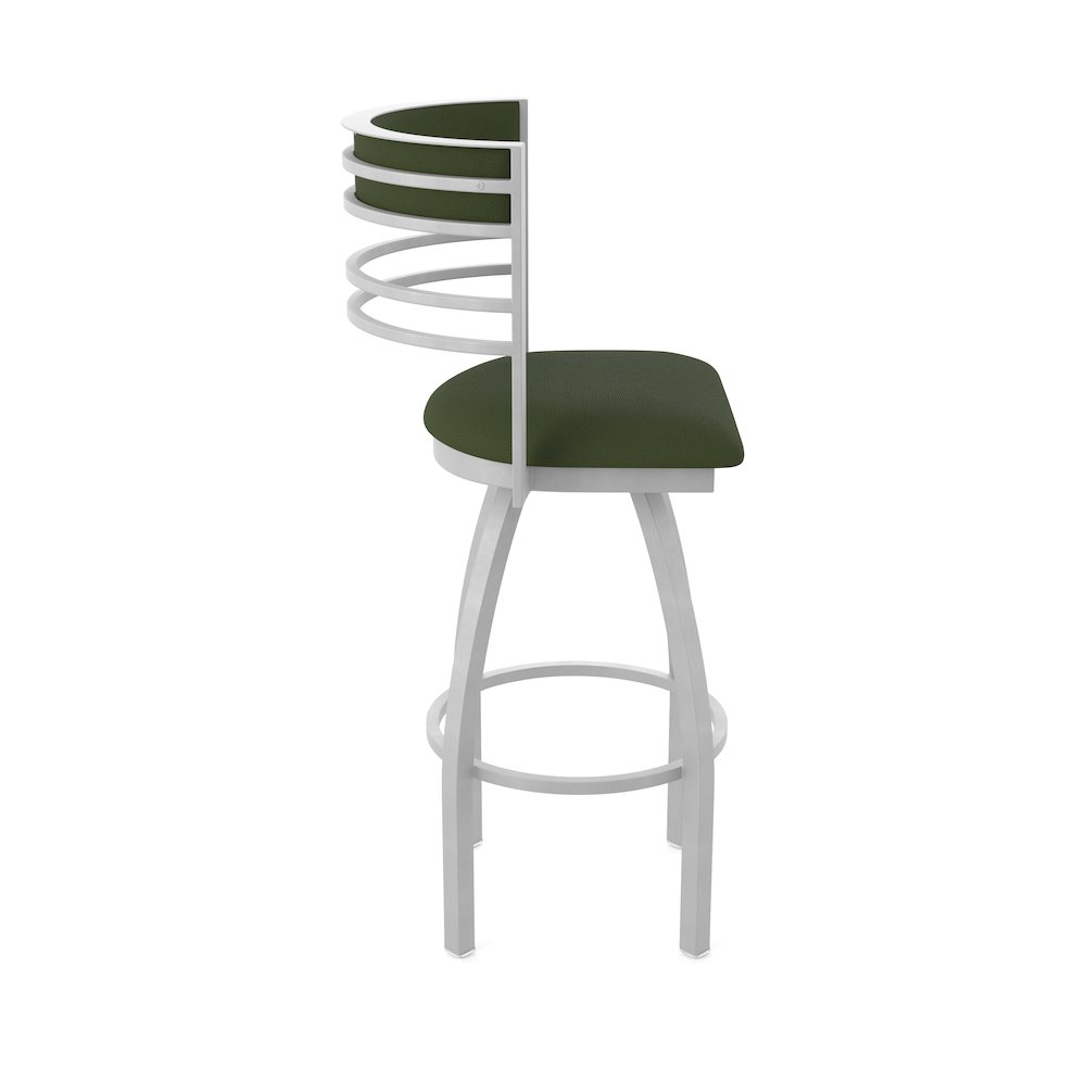 Swivel Counter Stool with Anodized Nickel Finish and Canter Pine Seat and Back. Picture 4