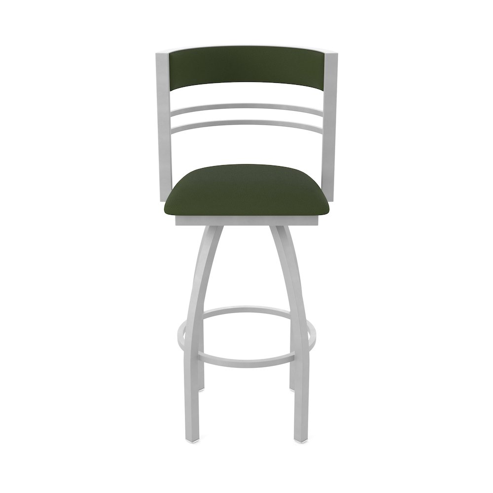 Swivel Counter Stool with Anodized Nickel Finish and Canter Pine Seat and Back. Picture 5