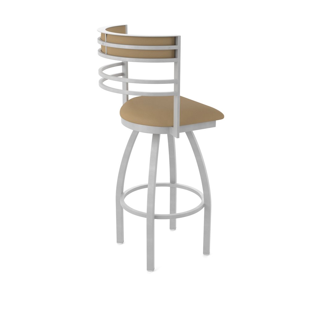Swivel Counter Stool with Anodized Nickel Finish and Canter Sand Seat and Back. Picture 2