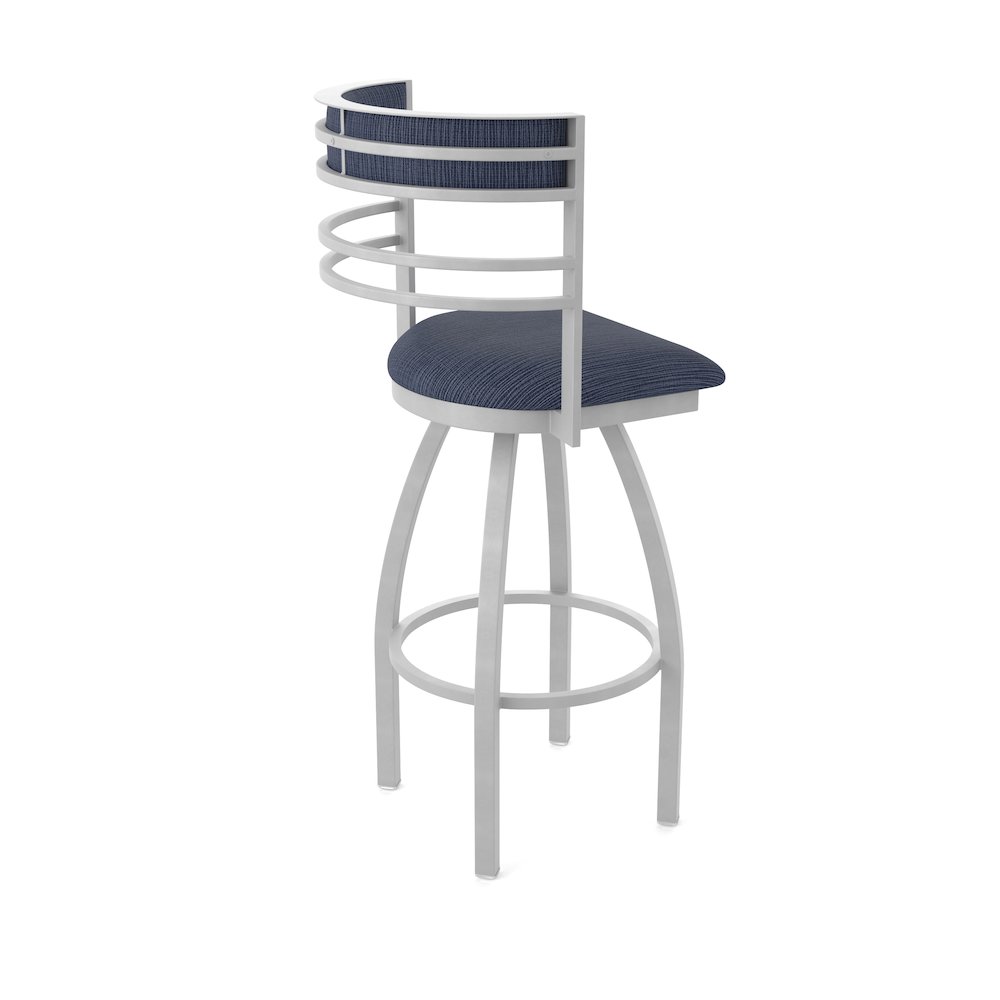 Swivel Counter Stool with Anodized Nickel Finish and Graph Anchor Seat and Back. Picture 2