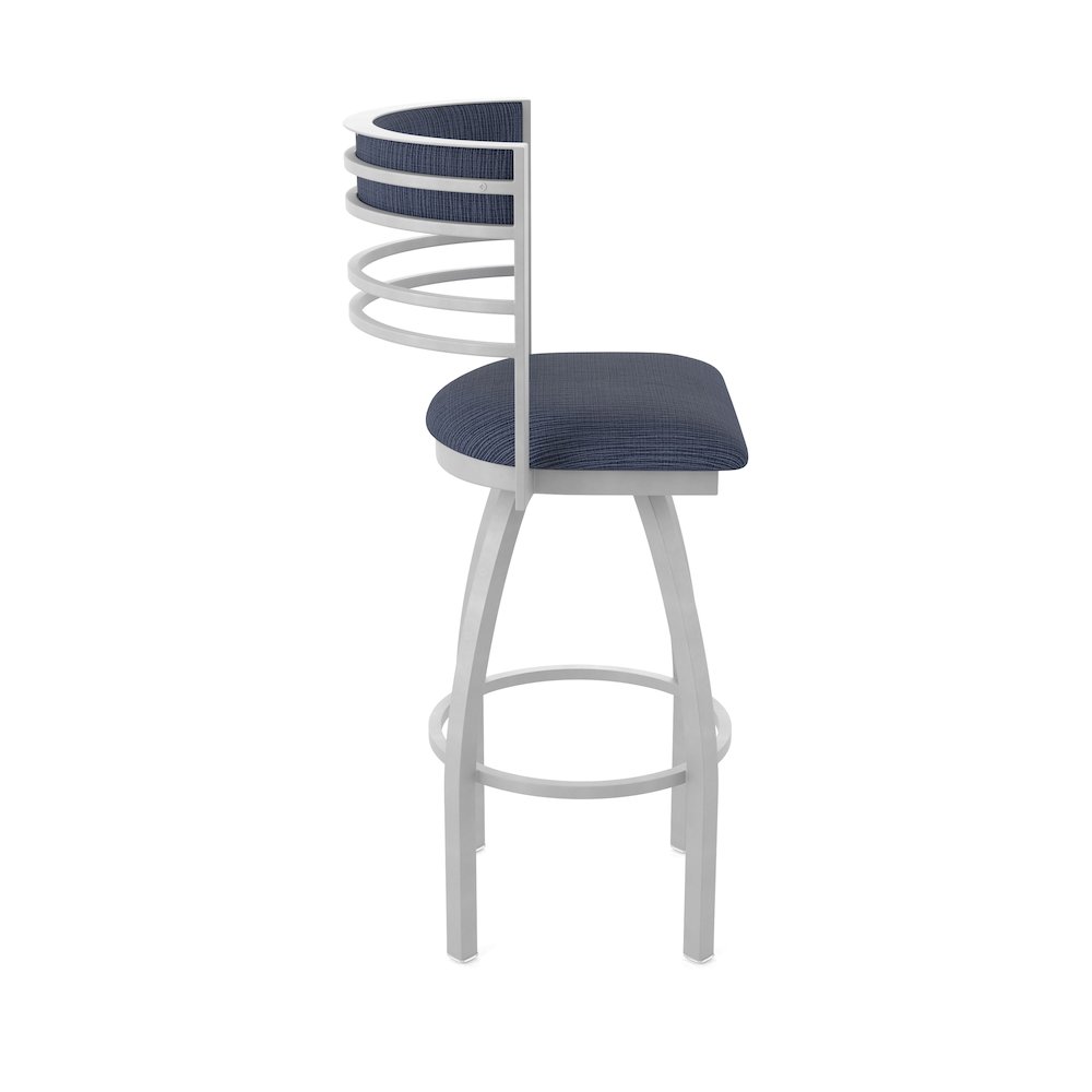 Swivel Counter Stool with Anodized Nickel Finish and Graph Anchor Seat and Back. Picture 4