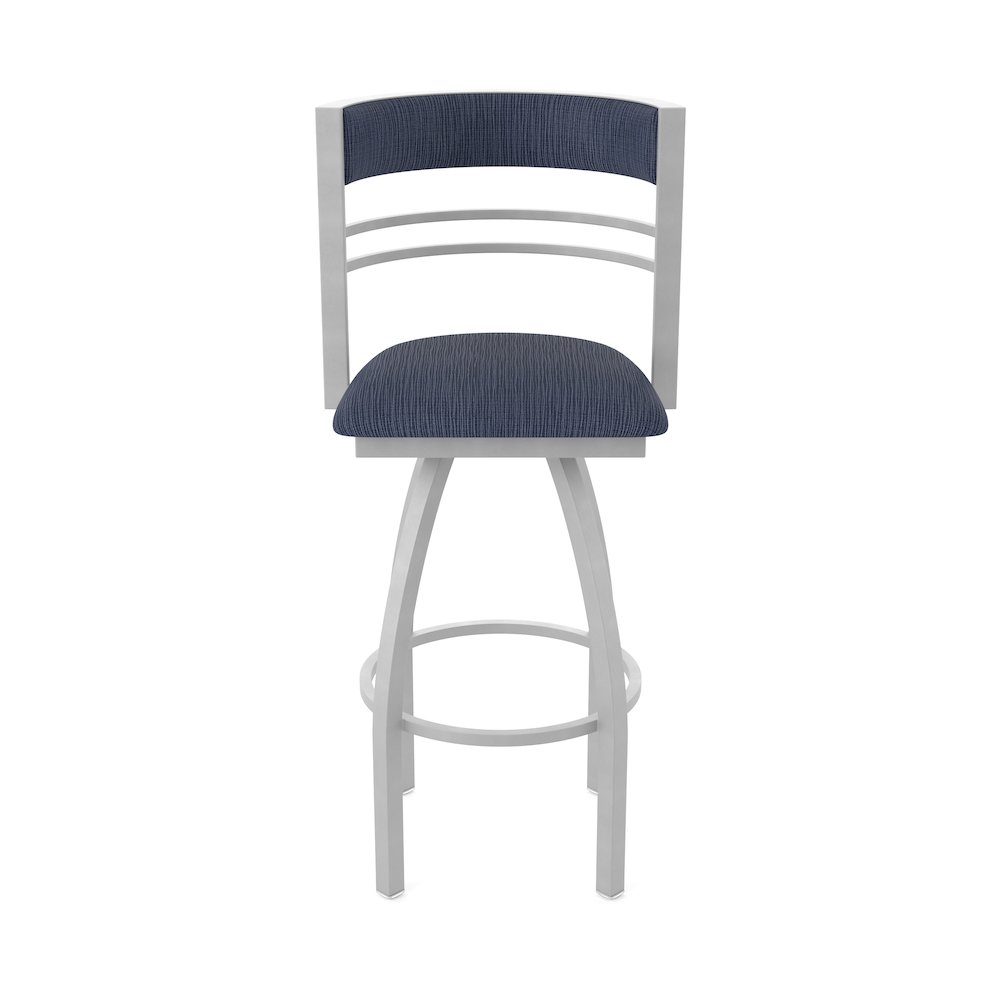 Swivel Counter Stool with Anodized Nickel Finish and Graph Anchor Seat and Back. Picture 5
