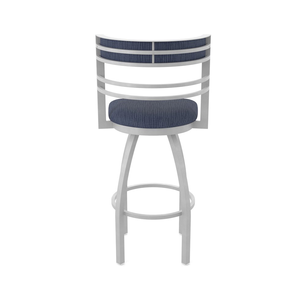 Swivel Counter Stool with Anodized Nickel Finish and Graph Anchor Seat and Back. Picture 6